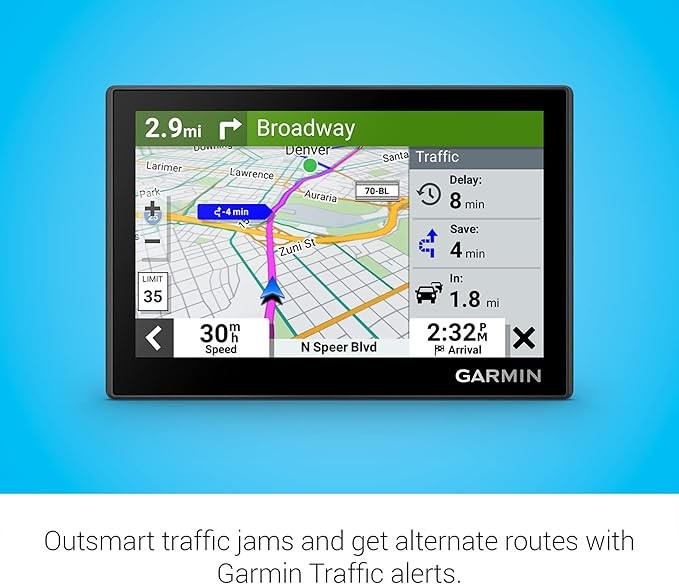Garmin Drive™ 53 features traffic, GPS navigator, a high-resolution touchscreen, simple on-screen menus and easy-to-read maps, driver and traffic alerts