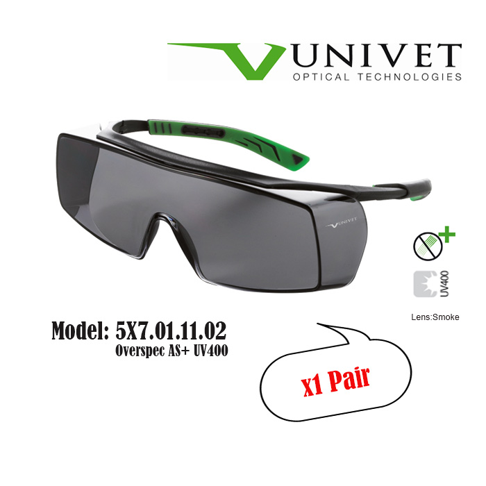 Univet 5X7,5X8 safety eyewear, spectacles for eye protection, adjustable specs, overspec OTG, impact resistant, anti-scratch, anti-fog, UV400 resistance, DIY, paintball, fishing, Gardening, Warehouse,