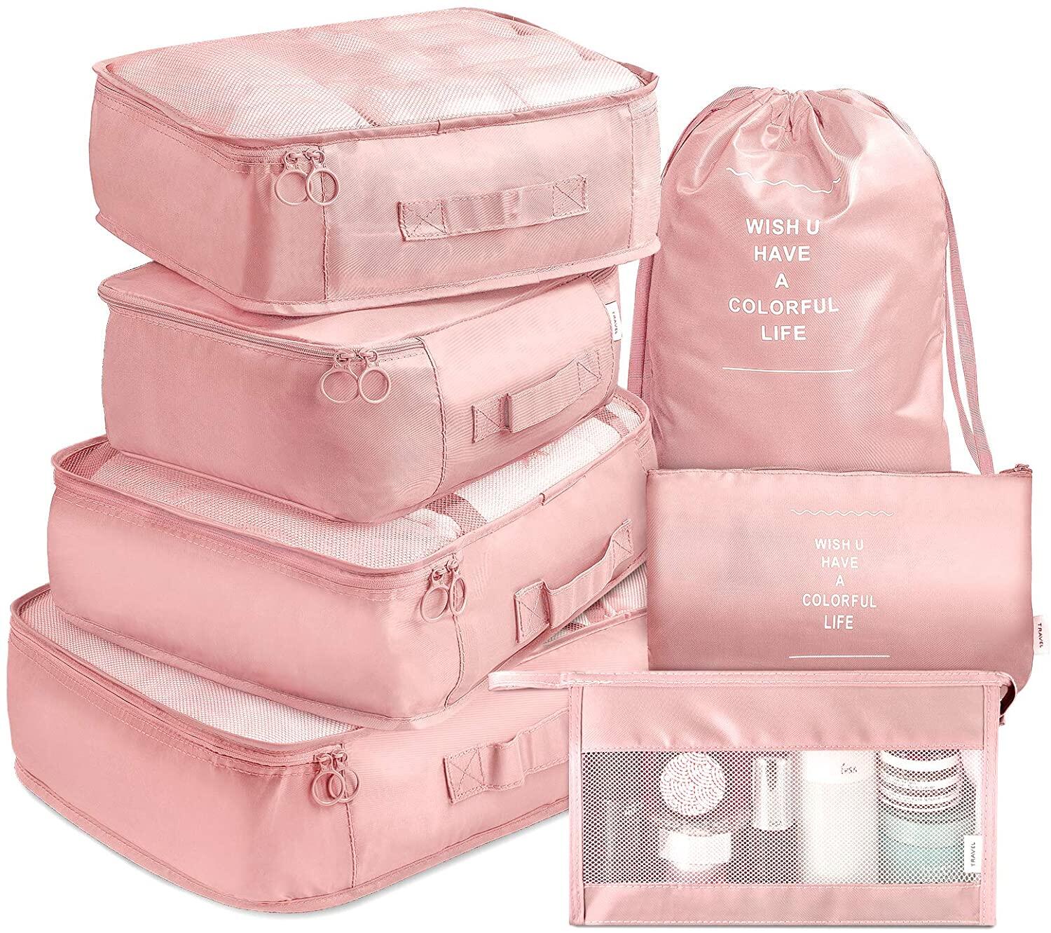 7 Pcs Travel Luggage Packing Organizers Set with Toiletry Bag, Clothing Classification Storage Bag