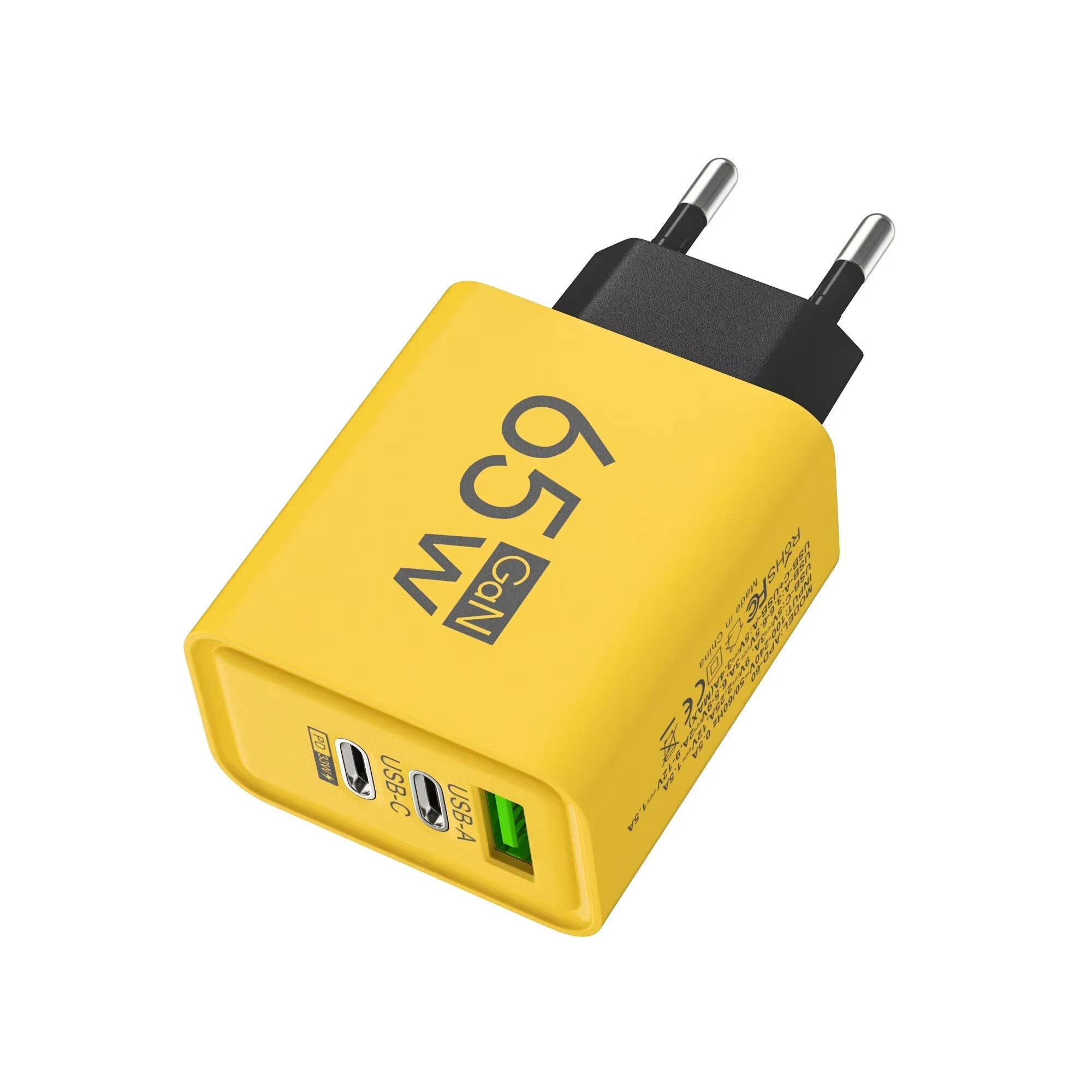 High-speed Charging Chargers 65W GaN USB PD 3 Ports Mobile Phone USB C To Type C Data Cable Cord QC 3.0 Cellphone Wall Adapter