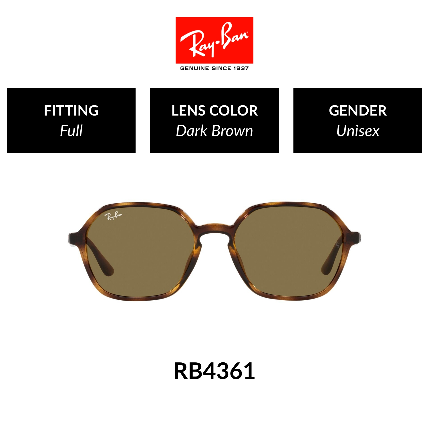 Ray-Ban CORE RB4361F 710/73 Unisex Full Fitting Sunglasses Size 54mm